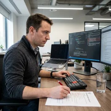 Security engineer reviewing application source code