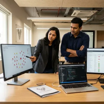 Security team reviewing network architecture diagrams