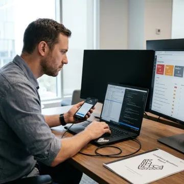 Mobile application security testing on laptop and smartphone