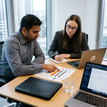 Partners reviewing cybersecurity testing results