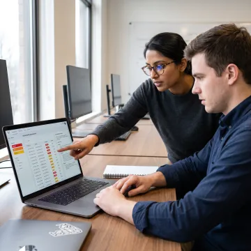 Engineer reviewing application security assessment results