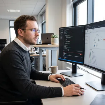 Security professional reviewing application vulnerabilities
