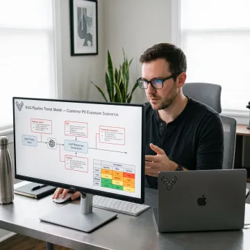 Engineer reviewing AI threat model