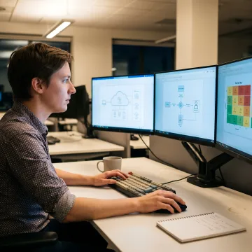Security analyst reviewing cloud infrastructure testing workflow