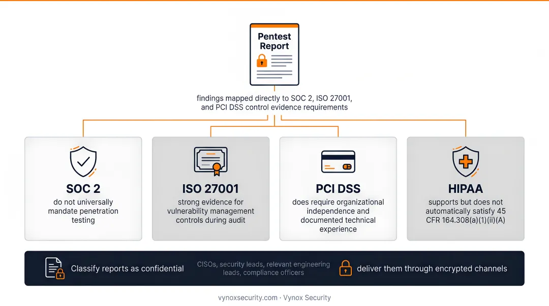 Web app pentest report compliance mapping for PCI DSS SOC 2 ISO 27001 HIPAA