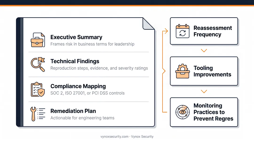 Six-stage web application security assessment process flow from scoping to reporting