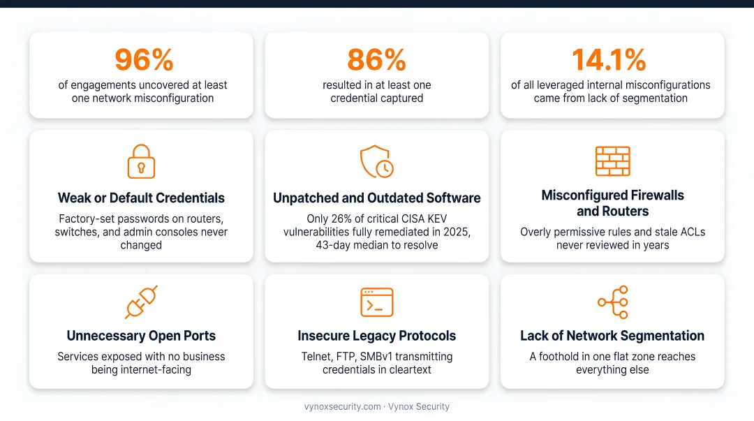 Common network vulnerabilities uncovered by penetration testing with exploitation statistics