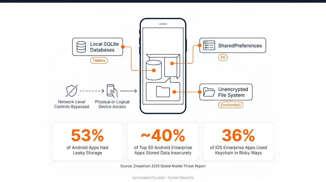 Mobile app insecure data storage statistics Android iOS enterprise apps 2025