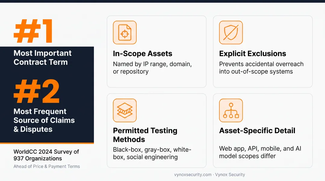 SOW scope definition checklist for penetration testing contracts