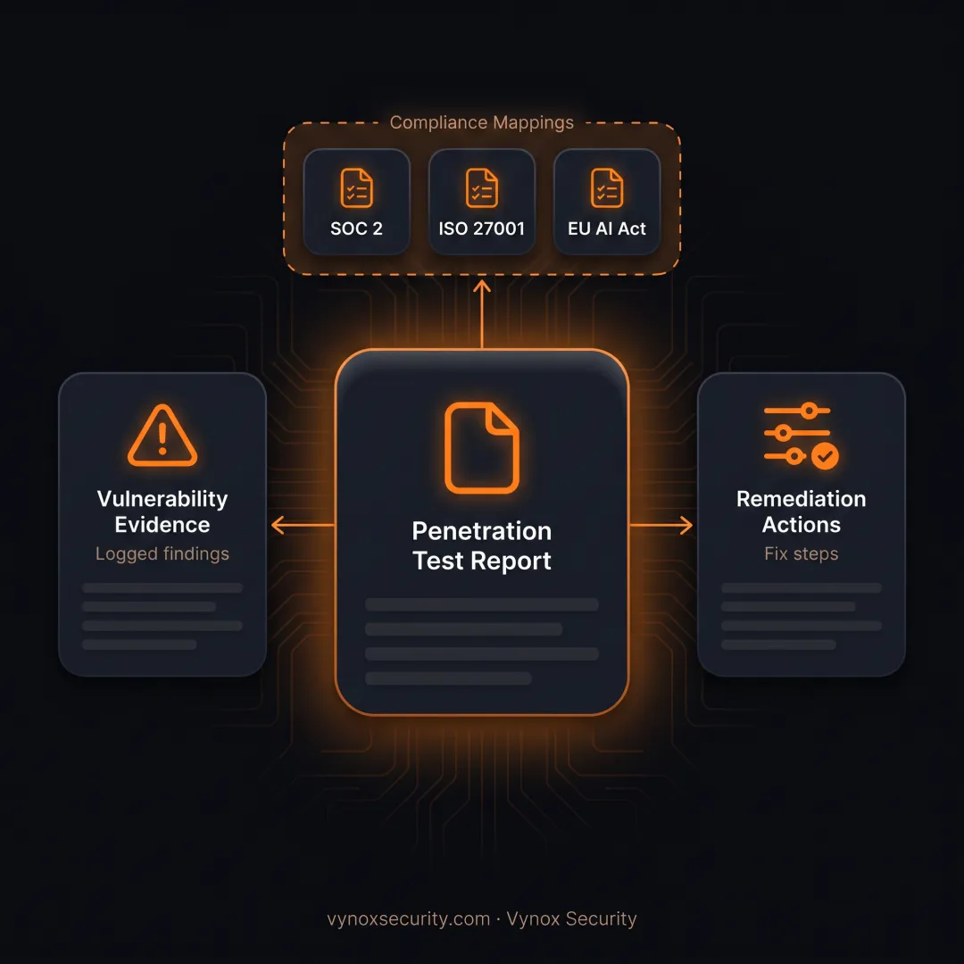 Security expert reviewing compliance-ready penetration test report