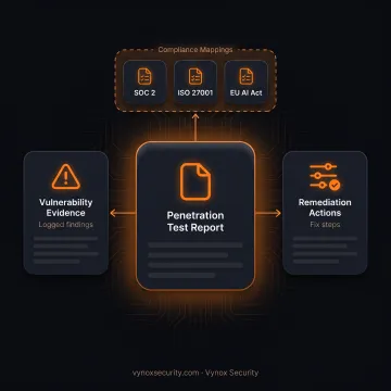 Security expert reviewing compliance-ready penetration test report
