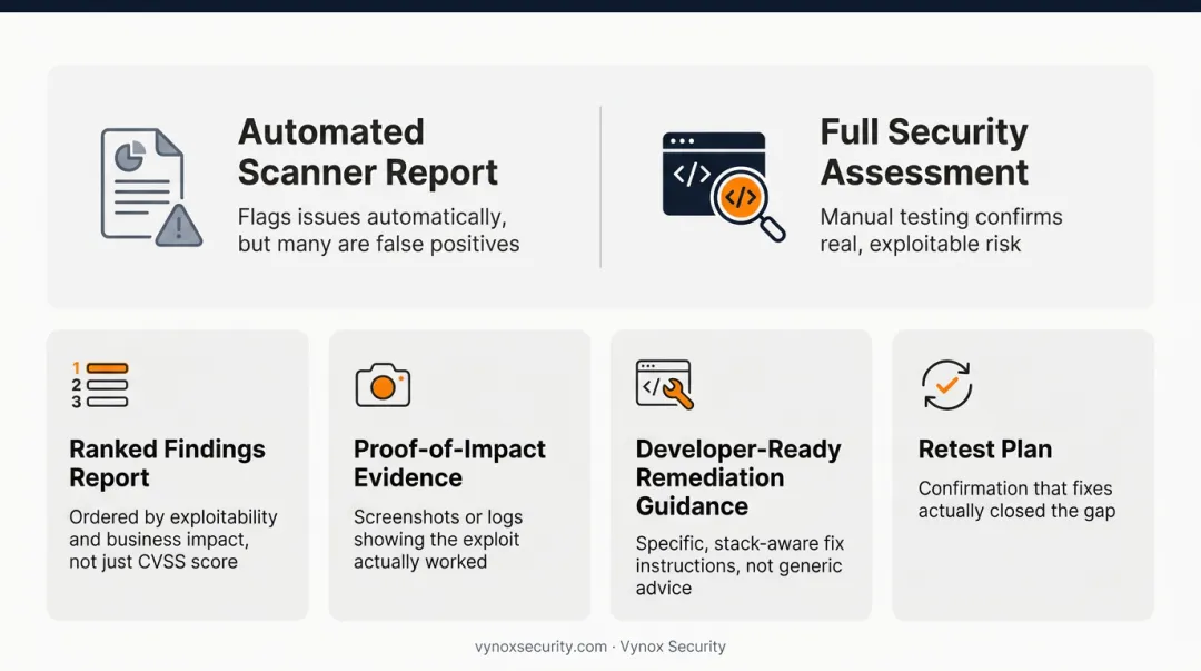 Four deliverables of a complete web application security assessment