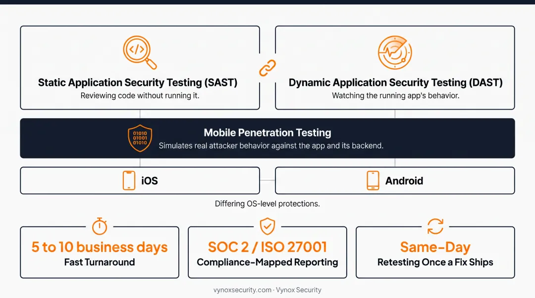 SAST DAST and manual penetration testing methods comparison infographic