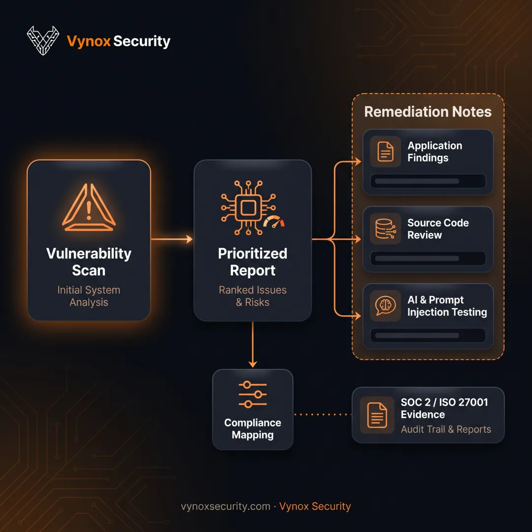Engineer reviewing application security assessment results