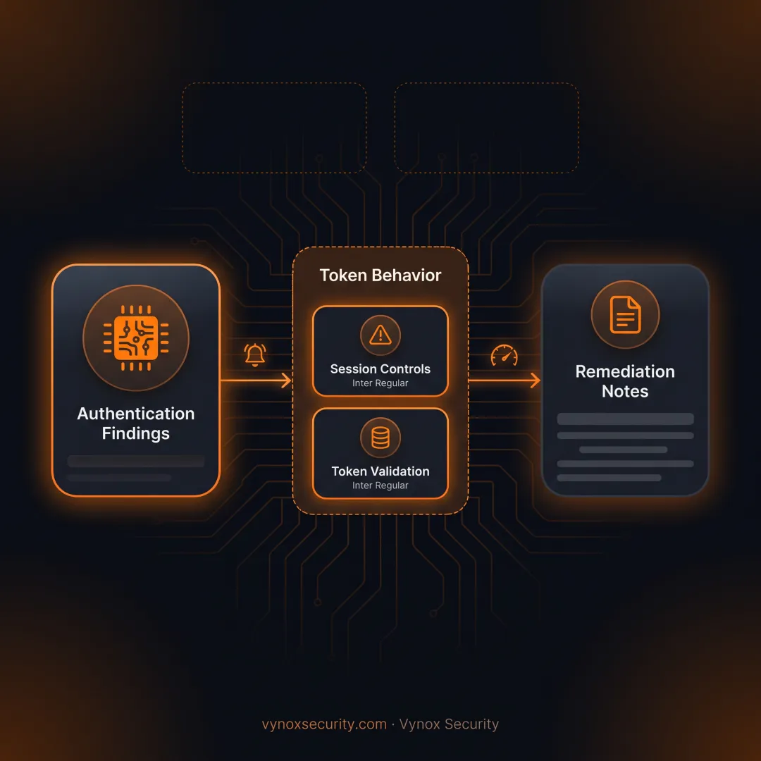 Engineer reviewing authentication security test findings