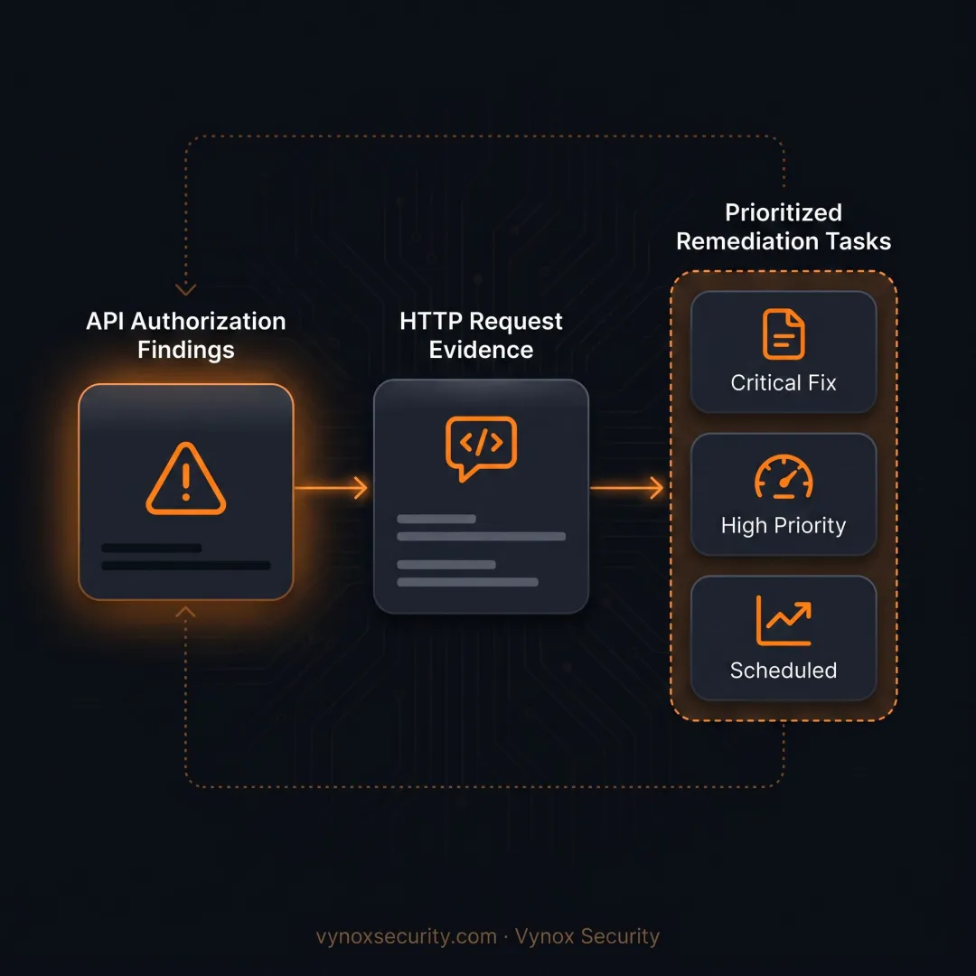 Engineer reviewing API security findings