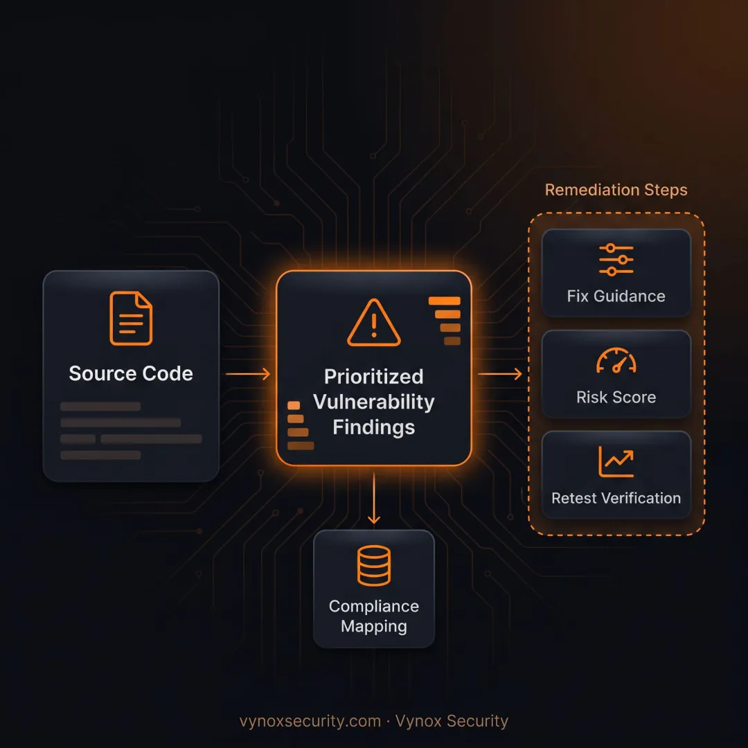 Engineer reviewing actionable security test findings