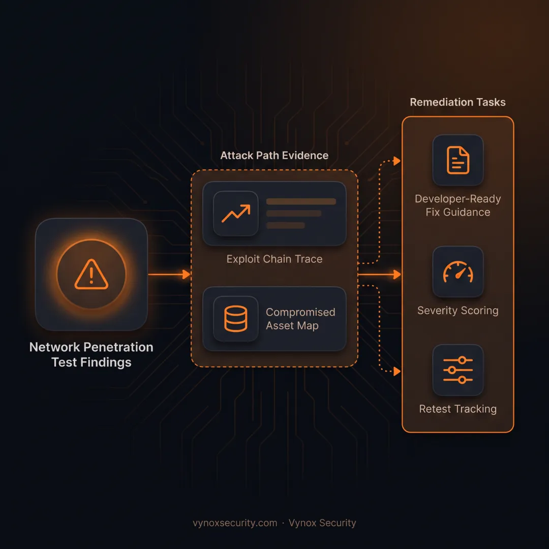 Engineer reviewing network security findings