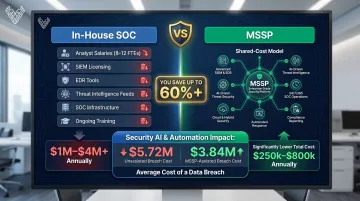 In-house SOC versus MSSP annual cost comparison breakdown infographic