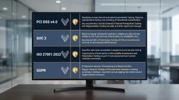 PCI DSS SOC 2 ISO 27001 GDPR penetration testing compliance requirements comparison table