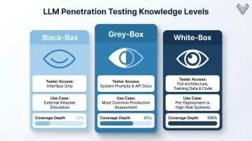 Black-box grey-box white-box LLM penetration testing approach comparison chart