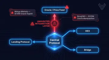 Oracle integration attack surface diagram showing cross-protocol exploit vulnerability points
