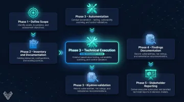 Five-phase Azure Security Assessment process from scope definition to stakeholder reporting