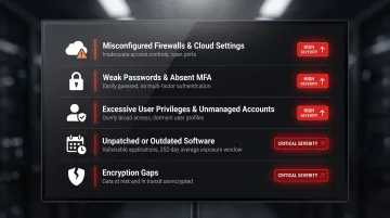 Top five common security vulnerabilities discovered during posture assessments with risk indicators