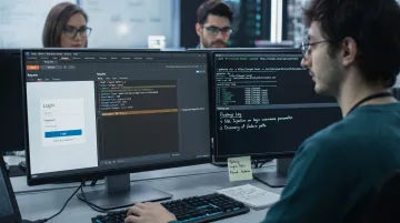Security researcher performing manual penetration test on web application using testing tools