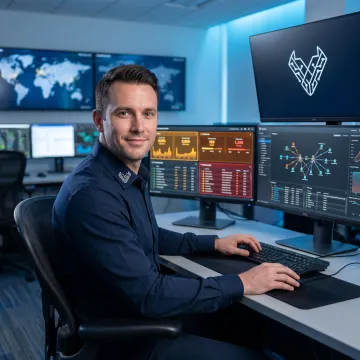 Security analyst monitoring enterprise network defenses