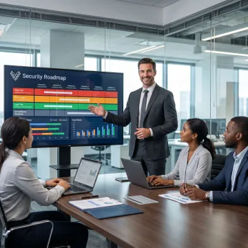 Security advisor presenting a cybersecurity roadmap