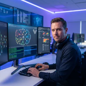Security analyst performing network penetration testing