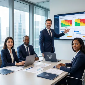 Security consultant presenting audit findings to business team