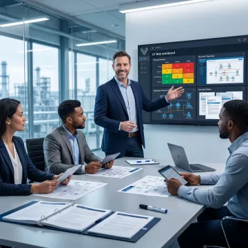 Consultant reviewing OT cybersecurity strategy