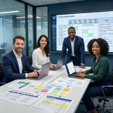 Consultants mapping ISO 27001 controls for LegalTech systems