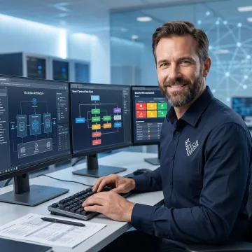 Security expert auditing blockchain application architecture