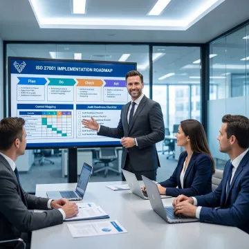 Consultant explaining ISO 27001 implementation plan
