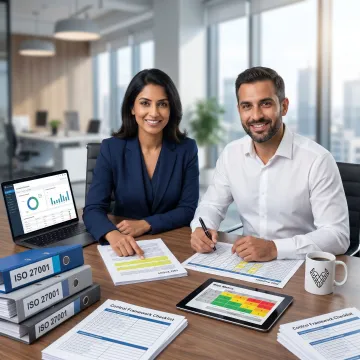 ISO 27001 consulting team reviewing security controls