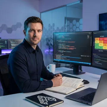 Auditor reviewing smart contract security findings