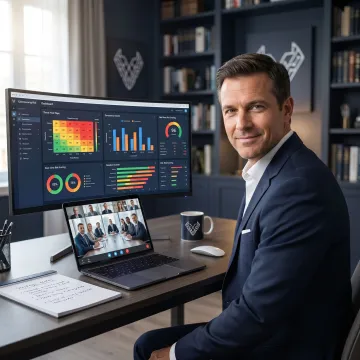 Cybersecurity leadership team reviewing risk strategy