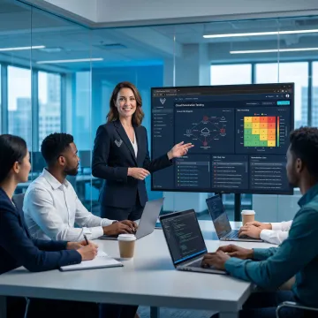Consultant explaining cloud security findings to a team