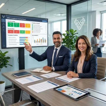 Security consultant reviewing HIPAA compliance controls