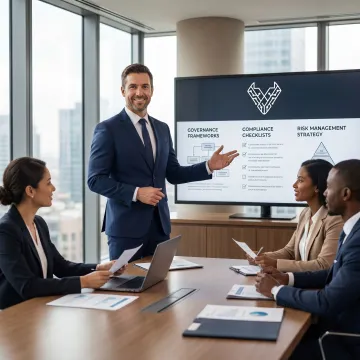 Cybersecurity consultant presenting security strategy