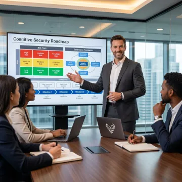 Security consultant presenting a cybersecurity strategy