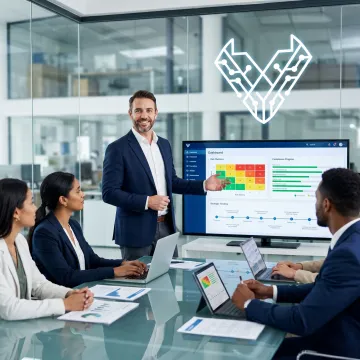 Consultant presenting a cybersecurity strategy plan