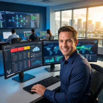 Cybersecurity analyst monitoring threats for a Honolulu business