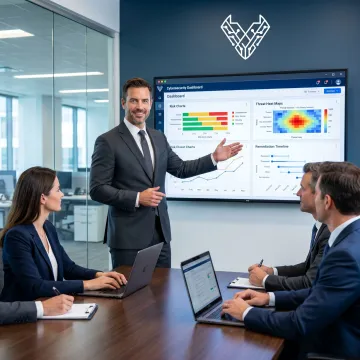 Consultant presenting cybersecurity risk findings
