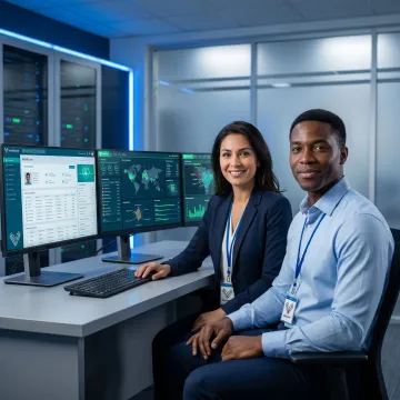 Healthcare cybersecurity penetration testing team reviewing hospital systems