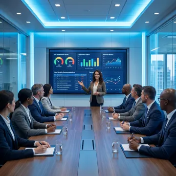 Security consultant reviewing cyber risk strategy