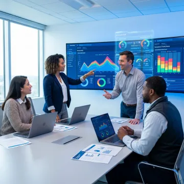 Team reviewing network security strategy and risk data